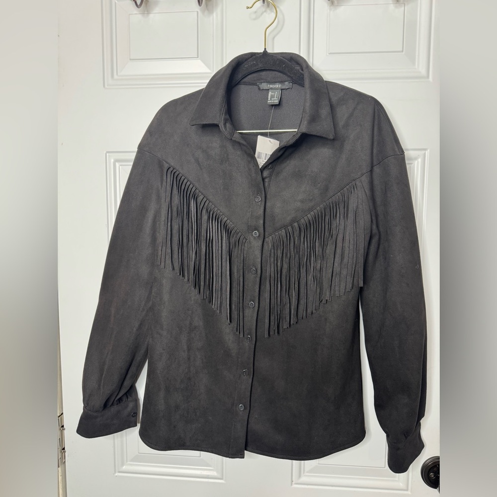 Forever 21 Black Fringe Jacket